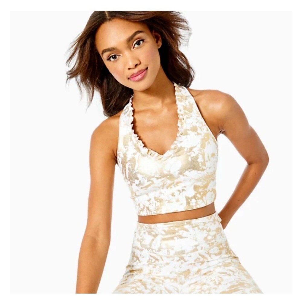 Lilly Pulitzer size medium M gold Lindsay sports athletic Bra